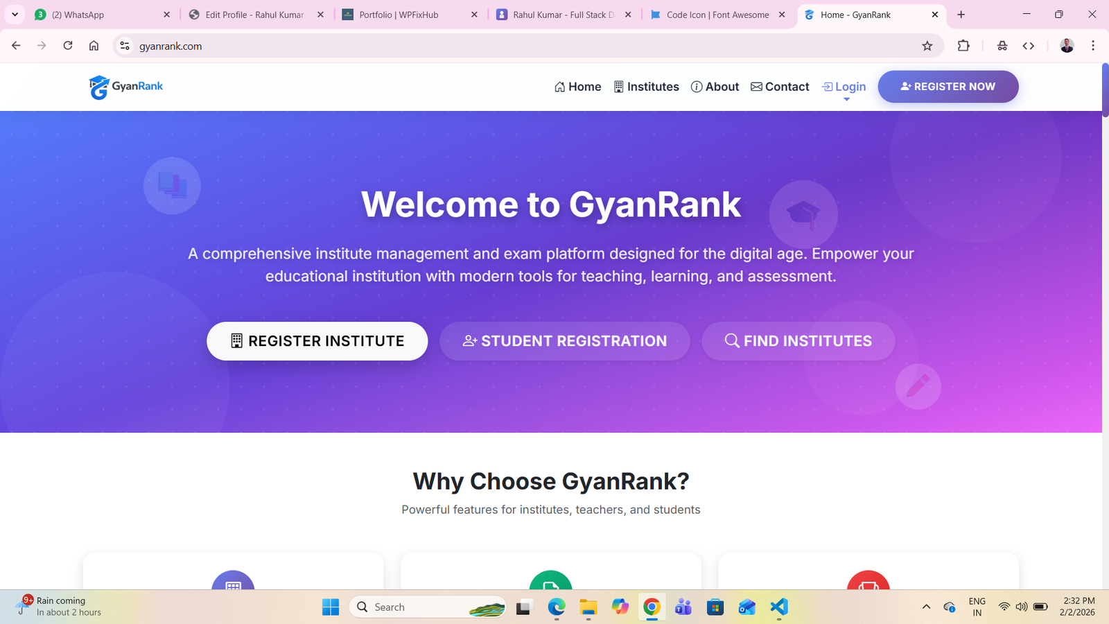 GyanRank institute management and exam platform